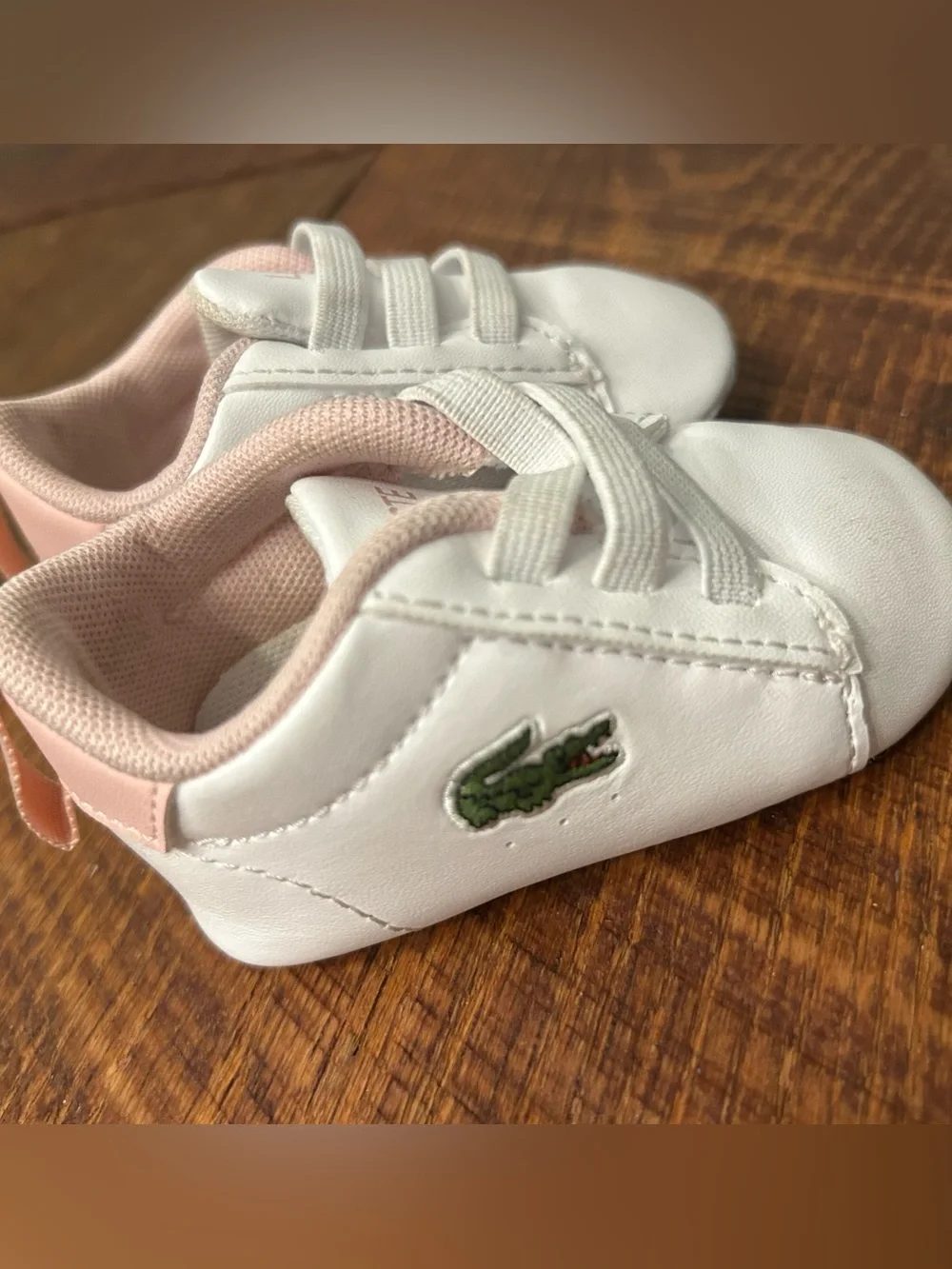Lacoste Kids White Sneakers with Pink Lining size 1